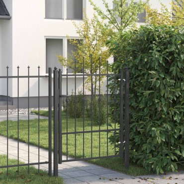 vidaXL Πύλη Φράχτη ASTEN 100 x 125 cm Μέταλλο Μαύρο Κλειδώσιμο