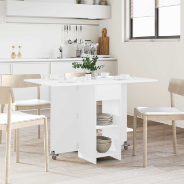 vidaXL Τραπέζι φαγητού 115x70x75cm Επεξεργασμένο Ξύλο Λευκό 1 τεμ.