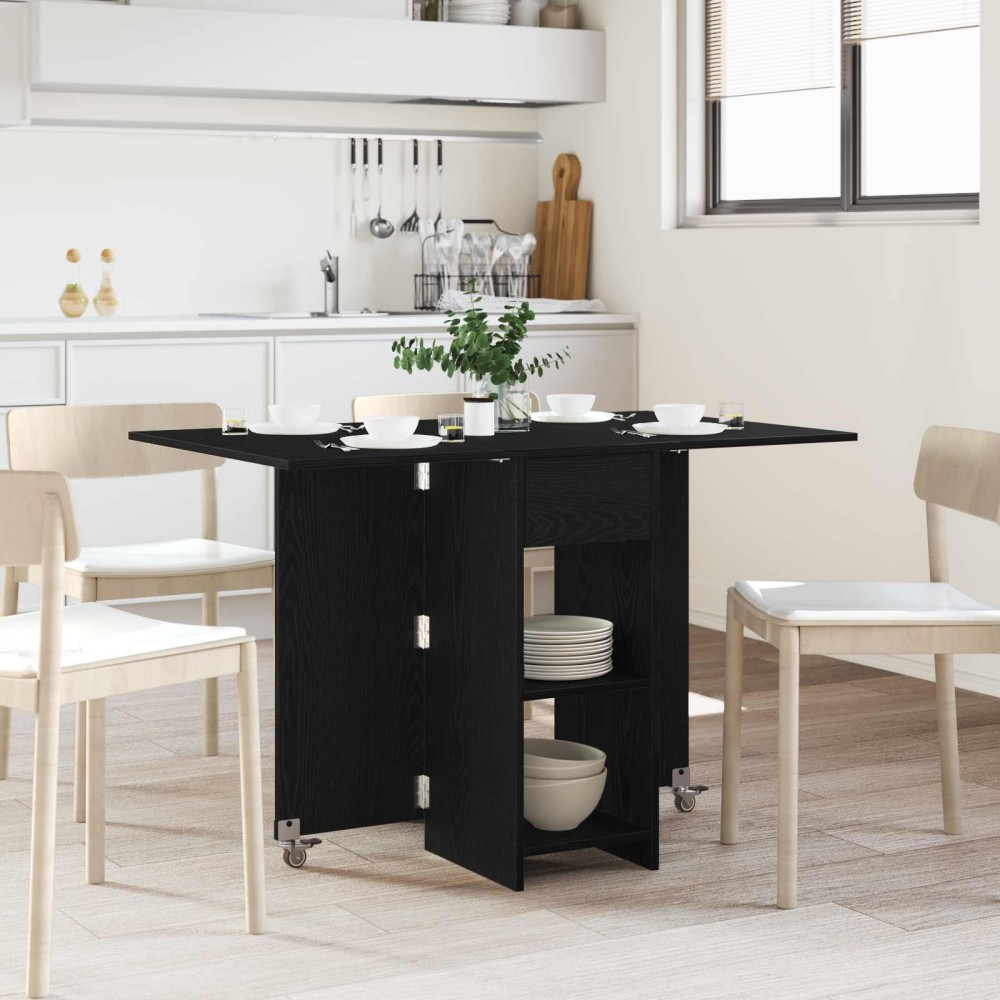 vidaXL Τραπέζι φαγητού 115x70x75cm Επεξεργασμένο Ξύλο Μαύρη Δρυς 1 τεμ.
