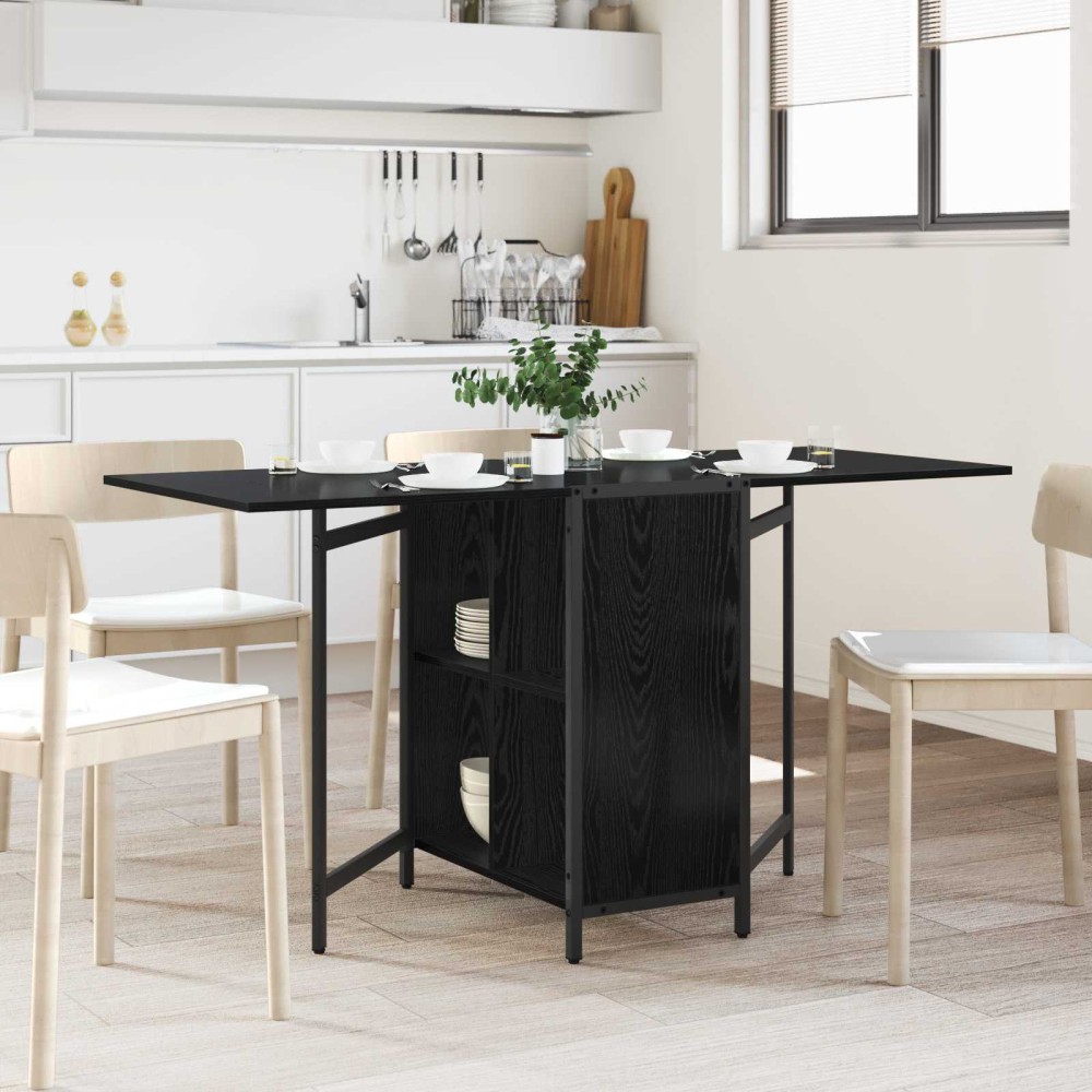 vidaXL Τραπέζι φαγητού 144x60x75cm Επεξεργασμένο Ξύλο Μαύρη Δρυς 1 τεμ.