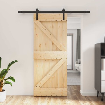vidaXL Συρόμενη Πόρτα Φυσικό και Μαύρο 85 x 210 cm