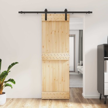 vidaXL Συρόμενη Πόρτα Φυσικό και Μαύρο 70 x 210 cm