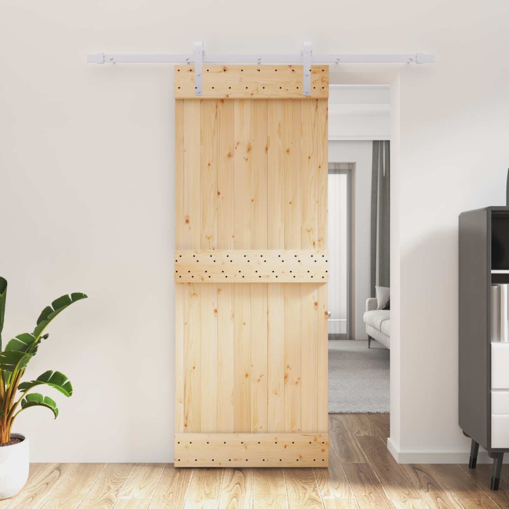 vidaXL Συρόμενη Πόρτα Φυσικό και Λευκό 80 x 210 cm