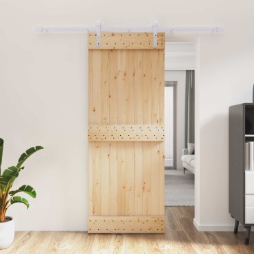 vidaXL Συρόμενη Πόρτα Φυσικό και Λευκό 80 x 210 cm