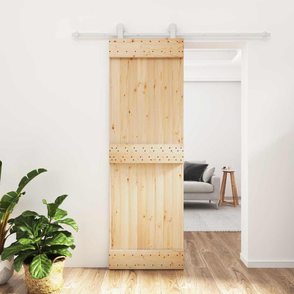 vidaXL Συρόμενη Πόρτα Φυσικό και Λευκό 70 x 210 cm