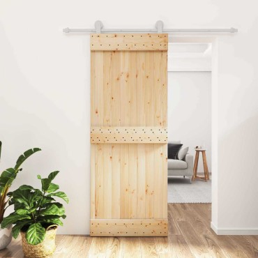 vidaXL Συρόμενη Πόρτα Φυσικό και Λευκό 80 x 210 cm