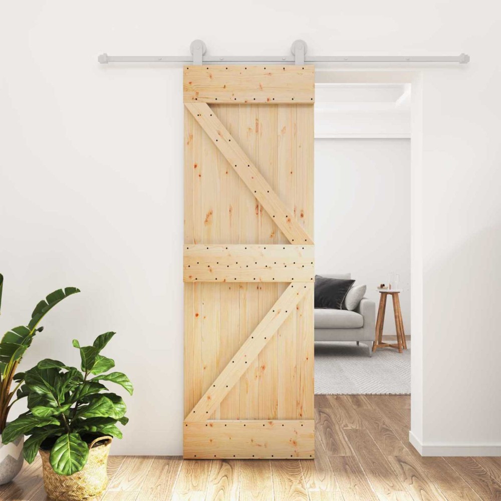vidaXL Συρόμενη Πόρτα Φυσικό και Λευκό 70 x 210 cm