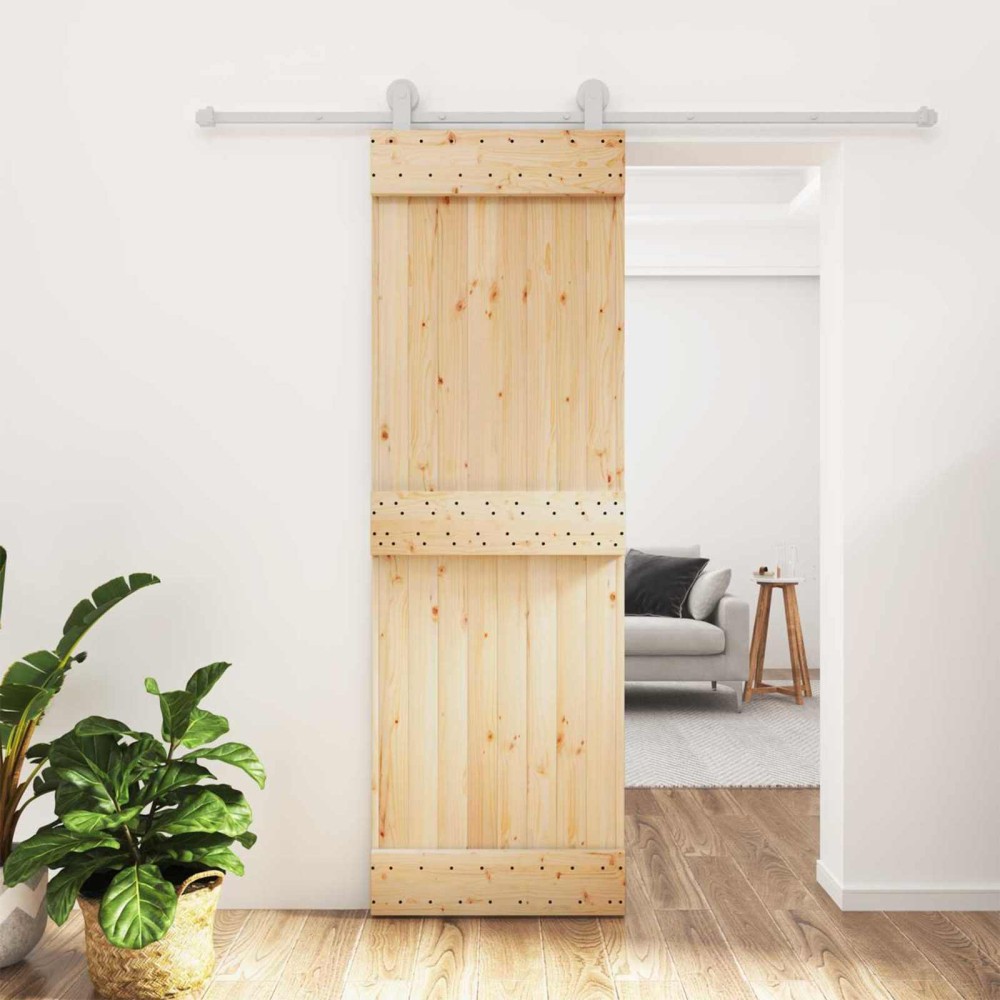 vidaXL Συρόμενη Πόρτα Φυσικό και Λευκό 70 x 210 cm