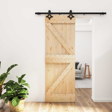 vidaXL Συρόμενη Πόρτα Φυσικό και Μαύρο 70 x 210 cm