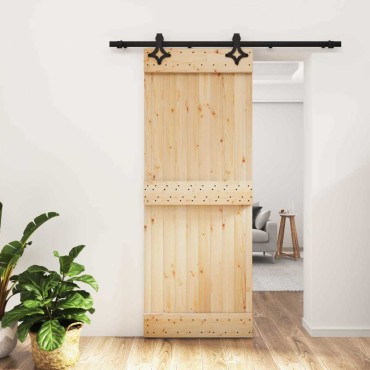 vidaXL Συρόμενη Πόρτα Φυσικό και Μαύρο 80 x 210 cm