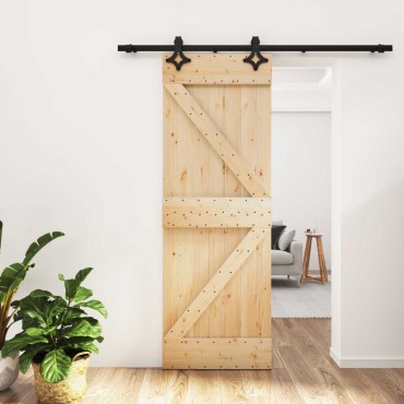 vidaXL Συρόμενη Πόρτα Φυσικό και Μαύρο 70 x 210 cm