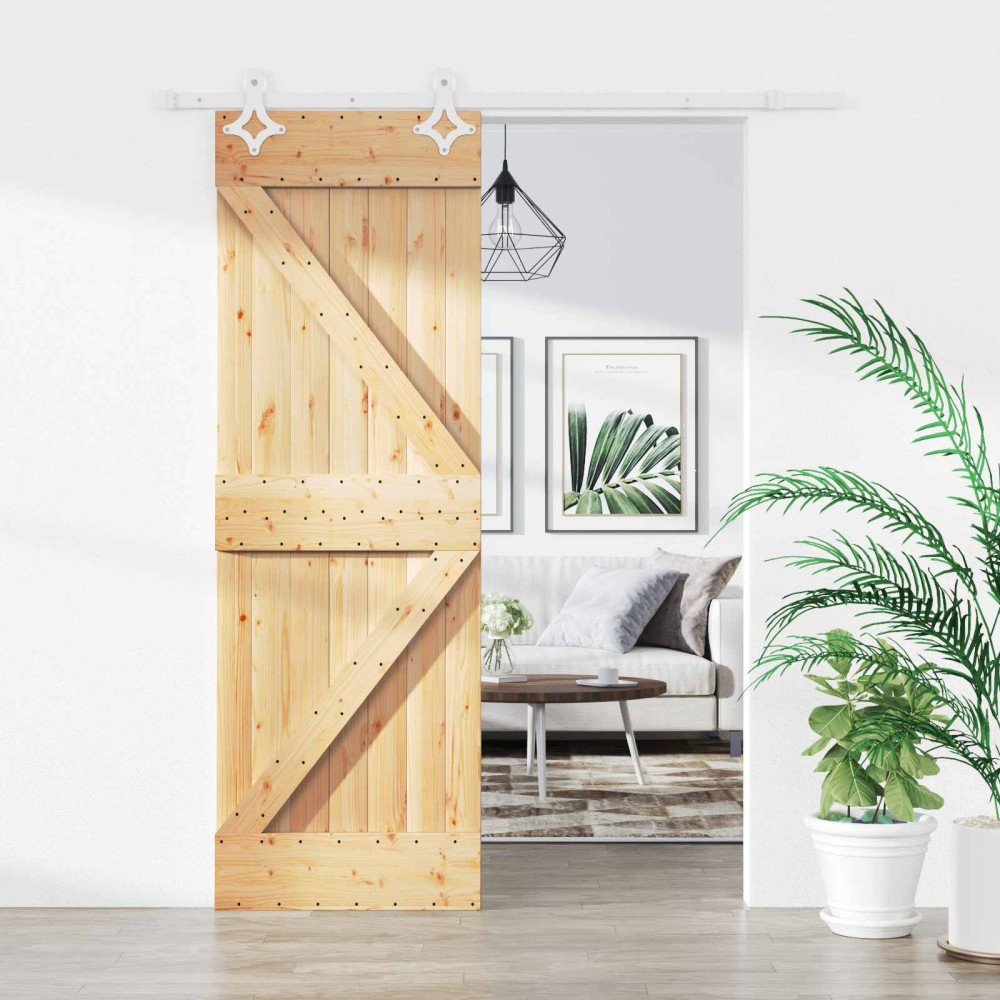 vidaXL Συρόμενη Πόρτα Φυσικό και Λευκό 70 x 210 cm