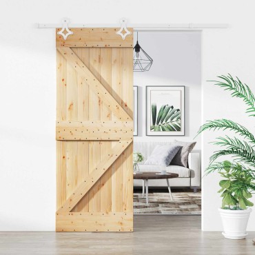 vidaXL Συρόμενη Πόρτα Φυσικό και Λευκό 85 x 210 cm
