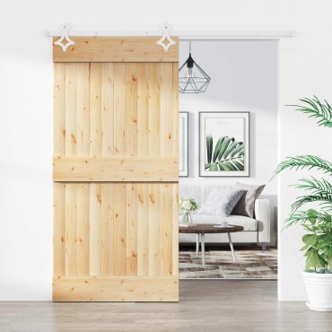 vidaXL Συρόμενη Πόρτα Φυσικό και Λευκό 100 x 210 cm