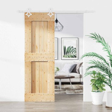 vidaXL Συρόμενη Πόρτα Φυσικό και Λευκό 70 x 210 cm