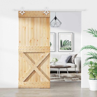 vidaXL Συρόμενη Πόρτα Φυσικό και Λευκό 85 x 210 cm