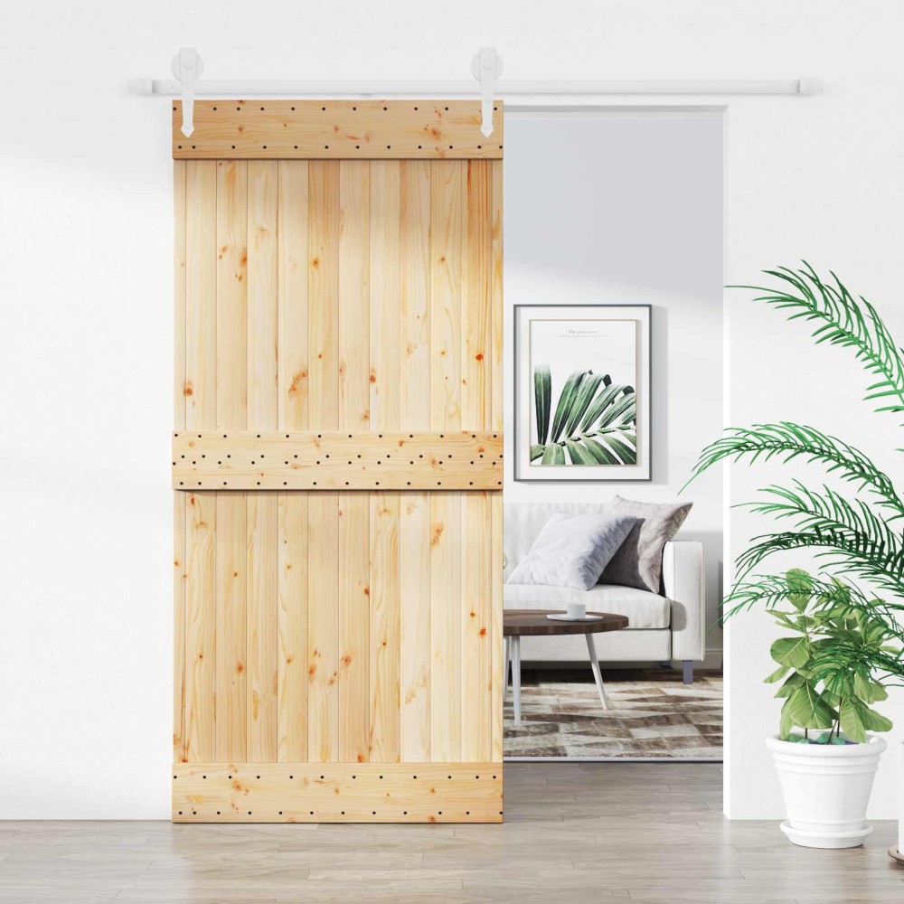 vidaXL Συρόμενη Πόρτα Φυσικό και Λευκό 95 x 210 cm