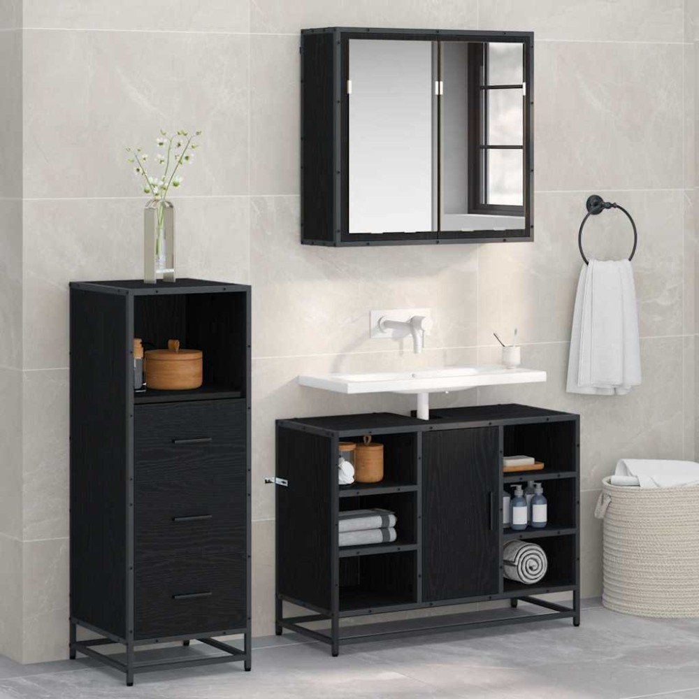 vidaXL Σετ Επίπλων Μπάνιου 3 τεμ. Παλιό Ξύλο 35x37,5x166cm