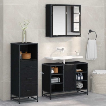 vidaXL Σετ Επίπλων Μπάνιου 3 τεμ. Παλιό Ξύλο 35x37,5x166cm