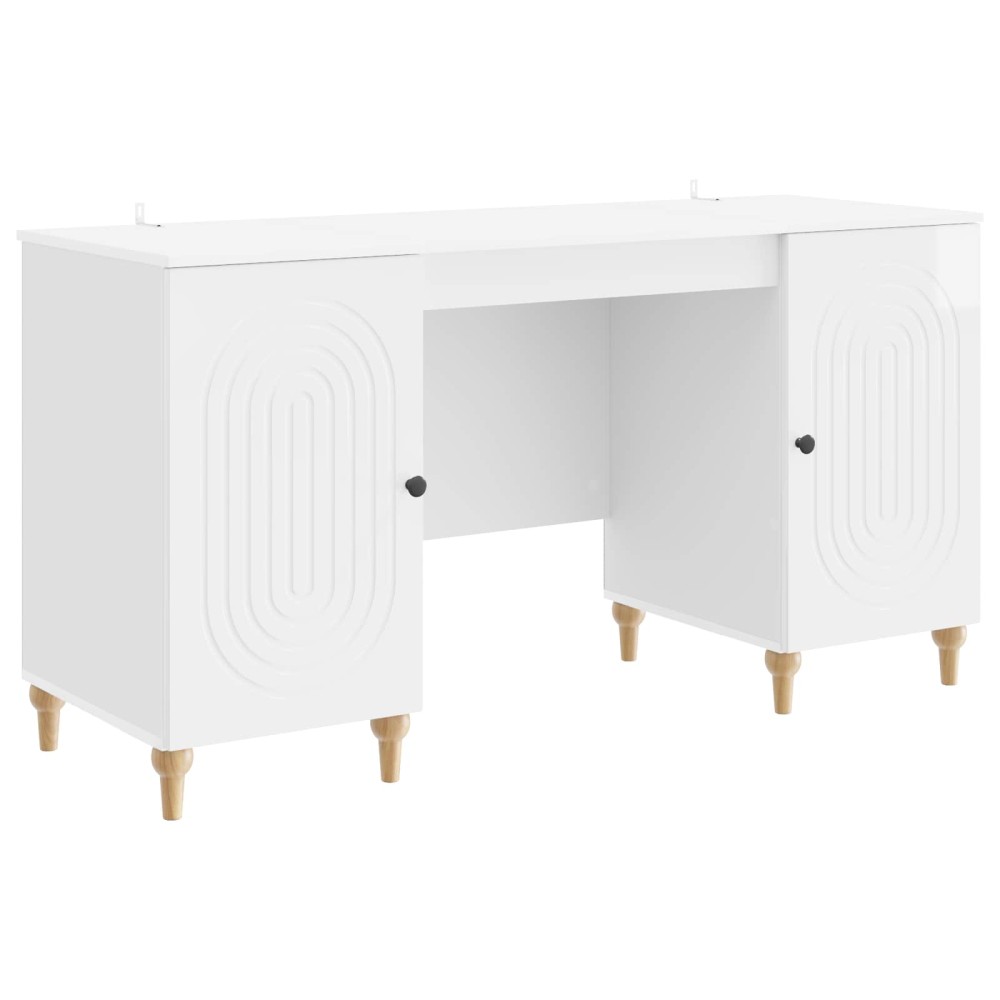 vidaXL Γραφείο Λευκό υψηλής γυαλάδας 142,5x50x75cm 1 τεμ.