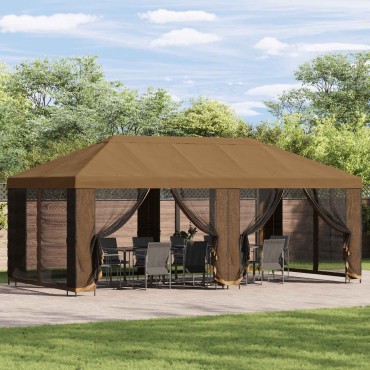 vidaXL Κήπος Γκαζebo 6 x 3 m Μπεζ Πολυεστέρας και Χάλυβας 190 gsm