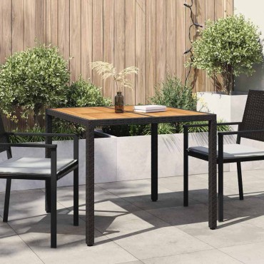 vidaXL Τραπέζι Κήπου Μαύρο 90x90x75cm συνθετικό ρατάν 1 τεμ.