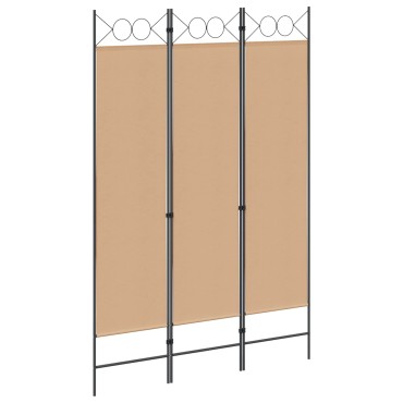 vidaXL 3-Panel Room Divider Μπεζ 120x180cm Ύφασμα