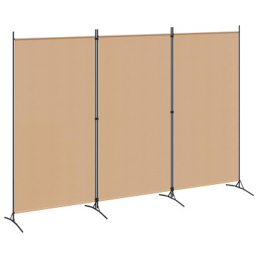 vidaXL 3-Panel Room Divider Μπεζ 260x180cm Ύφασμα
