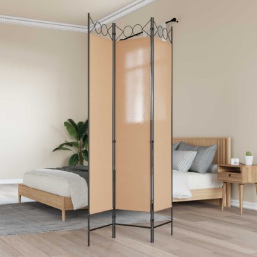 vidaXL 3-Panel Room Divider Μπεζ 120x200cm Ύφασμα