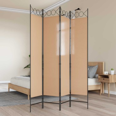 vidaXL 4-Πίνακας Διαχωριστικός Μπεζ 160x200cm Ύφασμα