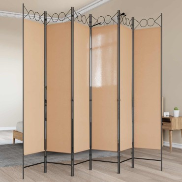 vidaXL Διαχωριστικό Δωματίου 6-Πάνελ Μπεζ 240x200cm Ύφασμα 1 τεμ.
