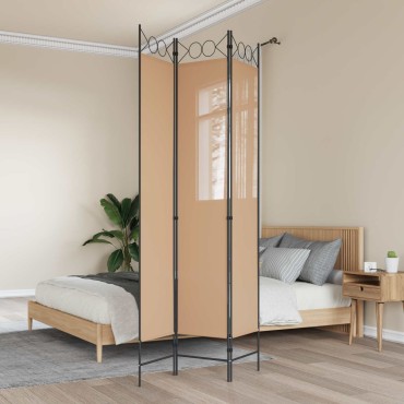 vidaXL 3-Panel Room Divider Μπεζ 120x220cm Ύφασμα