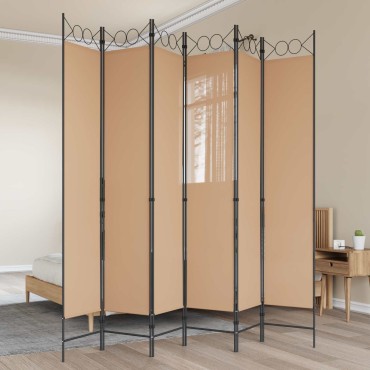 vidaXL Διαχωριστικό Δωματίου 6-Πάνελ Μπεζ 240x220cm Ύφασμα 1 τεμ.