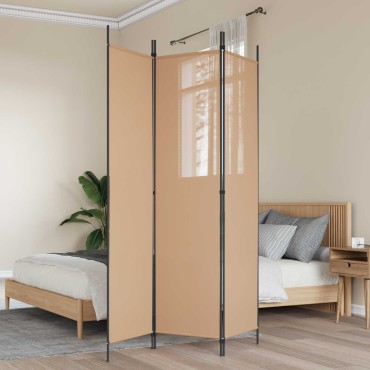 vidaXL 3-Panel Room Divider Μπεζ 150x200cm Ύφασμα