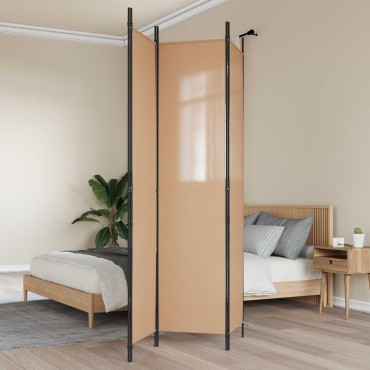 vidaXL 3-Panel Room Divider Μπεζ 150x220cm Ύφασμα