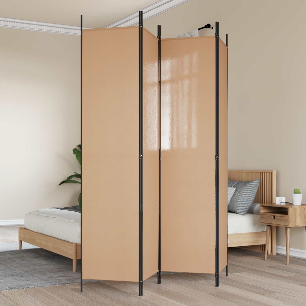 vidaXL 4-Πίνακας Διαχωριστικός Μπεζ 200x220cm Ύφασμα