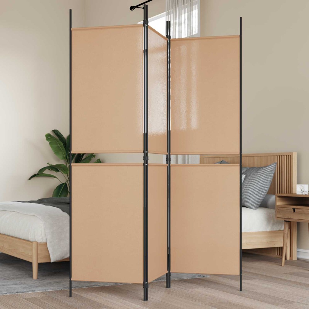 vidaXL 3-Panel Room Divider Μπεζ 150x180cm Ύφασμα