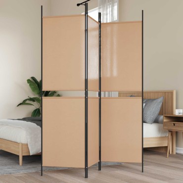 vidaXL 3-Panel Room Divider Μπεζ 150x180cm Ύφασμα