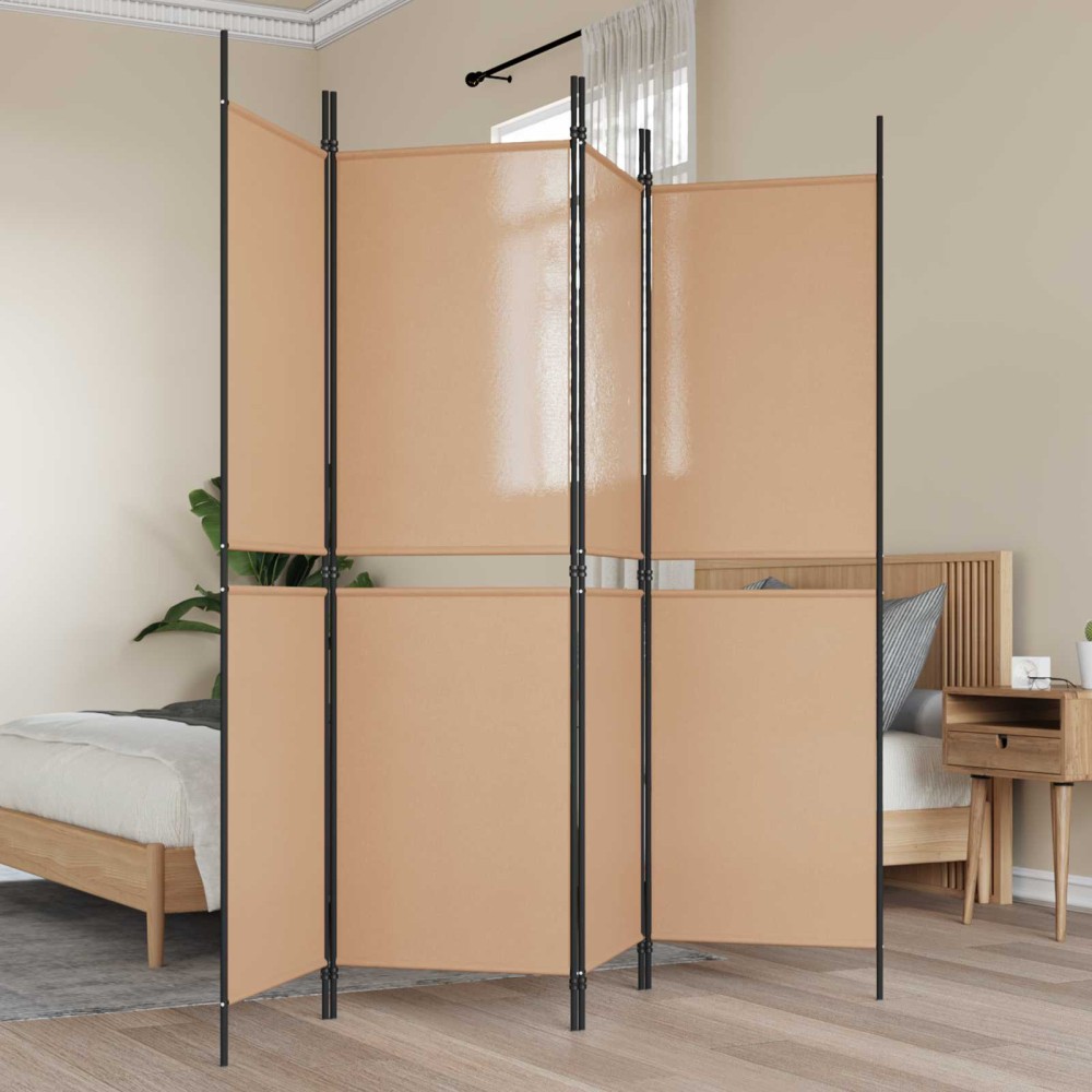 vidaXL Διαχωριστικό Δωματίου 4-Πανέλων Μπεζ 200x180cm Ύφασμα 1 τεμ.