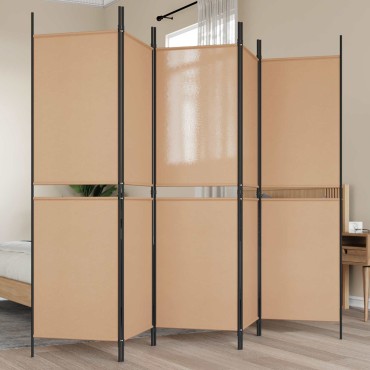 vidaXL 5-Panel Room Divider Μπεζ 250x180cm Ύφασμα