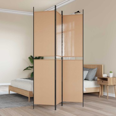 vidaXL 3-Panel Room Divider Μπεζ 150x220cm Ύφασμα