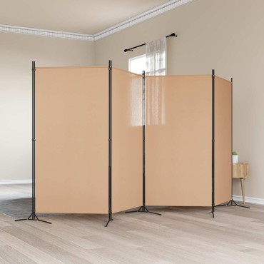 vidaXL 4-Πίνακας Διαχωριστικός Μπεζ 346x180cm Ύφασμα