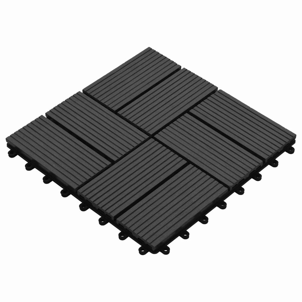 vidaXL Πλάκα Κατασκευής 11 τμχ. Μαύρο 30 x 30 cm WPC