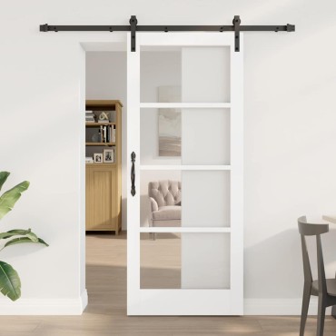 vidaXL Συρόμενη Πόρτα ORKDAL Λευκό και Μαύρο 83 x 202 εκ.