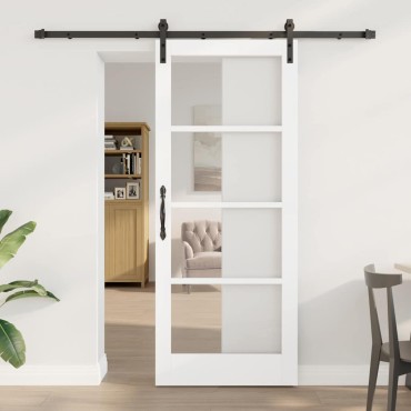 vidaXL Συρόμενη Πόρτα ORKDAL Λευκό και Μαύρο 83 x 202 εκ.