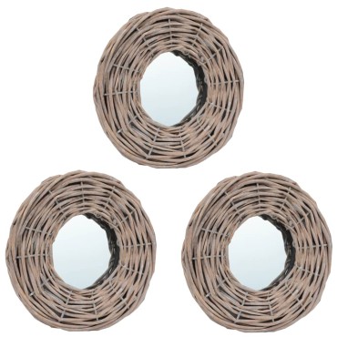 vidaXL Καθρέφτες 3 τεμ. 15 εκ. από Wicker