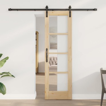 vidaXL Συρόμενη Πόρτα ORKDAL Φυσικό και Μαύρο 61 x 198,5 εκ.