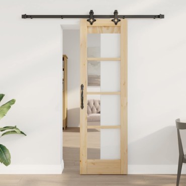 vidaXL Συρόμενη Πόρτα ORKDAL Φυσικό και Μαύρο 61 x 198,5 εκ.