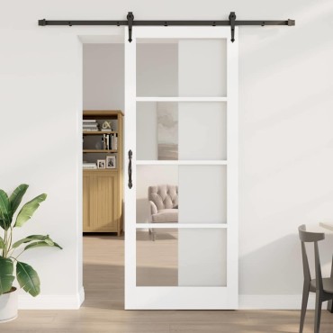 vidaXL Συρόμενη Πόρτα ORKDAL 93 x 232 εκ. Μασίφ ξύλο πεύκου και γυαλί