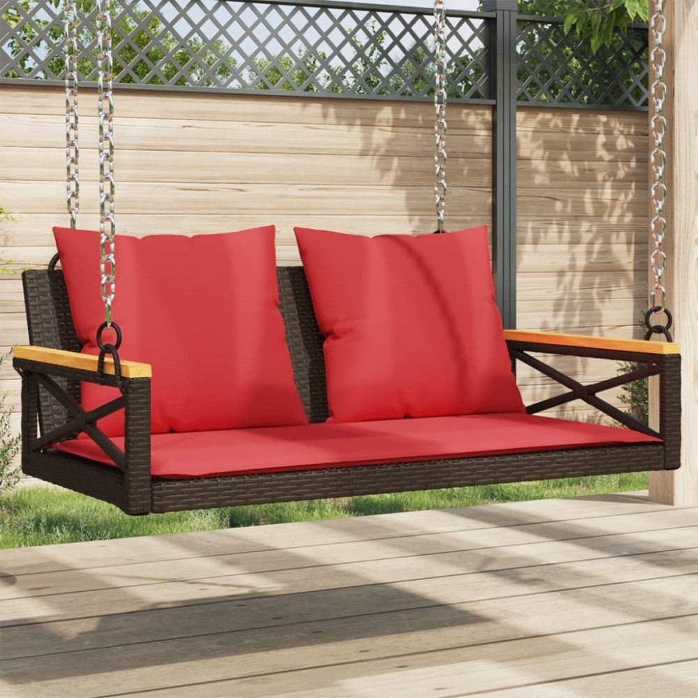 vidaXL Παγκάκι Κούνια Καφέ 109x62x40cm Συνθετικό Ρατάν με Μαξιλάρια 1 τεμ. vidaXL Παγκάκι Κούνια Καφέ 109x62x40cm Συνθετικό Ρατάν με Μαξιλάρια 1 τεμ.